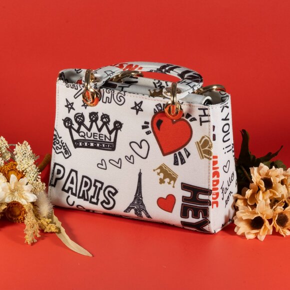 3 AM Forever Fashionnovab Graffiti Bag Clutches Color White - Picture 3 of 10